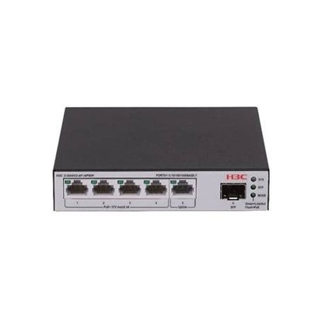 H3C LS-1600V2-6P-HPWR-GL switch Gestionado L2 Gigabit Ethernet (10/100/1000) Energía sobre Ethernet (PoE) Gris, Negro