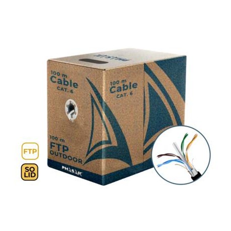 Phasak Bobina de cable de red FTP Cat.6 exterior CCA AWG23 100 m – PHR 671