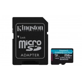 Kingston Technology Tarjeta microSDXC Canvas Go Plus Gen4 de 256 GB, 200 MB/s, A2 U3 V30 y adaptador - SDCG4/256GB