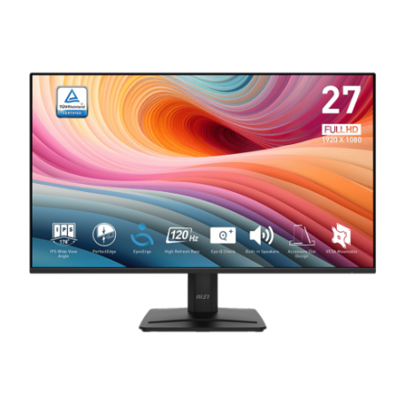 MSI MONITOR PRO MP275 E2. 27 FHD 1920X1080 IPS PLANO. 120HZ.ADAPTIVE-SYNC. NEGRO - 9S6-3PD3CM-034