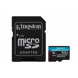 Kingston Technology Tarjeta microSDXC Canvas Go Plus Gen4 de 512 GB, 200 MB/s, A2 U3 V30 y adaptador - SDCG4/512GB