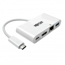 Tripp Lite U444-06N-HGU-C Adaptador Multipuerto USB-C con HDMI, Puerto USB 3.0, GbE, Carga PD de 60W, HDCP, Blanco