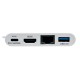 Tripp Lite U444-06N-HGU-C Adaptador Multipuerto USB-C con HDMI, Puerto USB 3.0, GbE, Carga PD de 60W, HDCP, Blanco