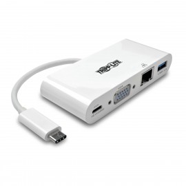 Tripp Lite U444-06N-VGU-C Adaptador Multipuerto USB-C, VGA, Puerto USB-A, GbE, Carga PD, Blanco