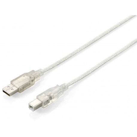 Equip 128652 cable USB 5 m USB 2.0 USB A USB B Plata, Transparente - 4015867108055