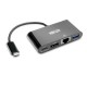 Tripp Lite Adaptador USB-C Type-C a HDMI con Hub USB-A, Gigabit Ethernet, Thunderbolt 3, 4K — Carga PD, 30 Hz, Negro