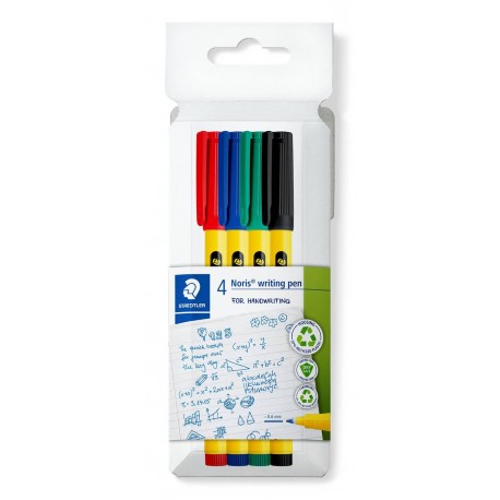 Staedtler Noris writing pen 307 rotulador de punta fina Negro, Azul, Verde, Rojo 4 pieza(s)