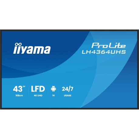 iiyama LH4364UHS-B1AG 43'' LED Wifi 4K Ultra HD Negro - LH4364UHS-B1AG