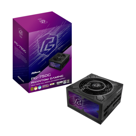 FUENTE ALIMENTACION ASROCK PG-750G, 750W, 80 PLUS GOLD/A - 90-UXP075-GFEAAB