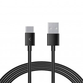 Ksix Cable de carga y datos USB-A a USB-C 25 W, Carga rápida, 3 m, Negro