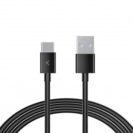 Ksix Cable de carga y datos USB-A a USB-C 25 W, Carga rápida, 3 m, Negro