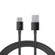 Ksix Cable de carga y datos USB-A a USB-C 25 W, Carga rápida, 3 m, Negro
