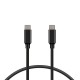 Ksix Cable de carga y datos USB-C a USB-C 100 W, Carga ultra rápida, 1 m, Negro