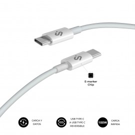 CABLE PLUS 100W USB-C/USB-C 1 M BLANCO SUBBLIM