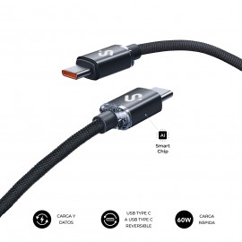 CABLE OPTIMUS 60W USB-C/USB-C 2 M NEGRO SUBBLIM