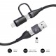CABLE TOP 4 EN 1 60W USB-A/2xUSB-C/LIGHTNING 1 M NEGRO SUBBLIM