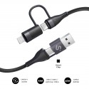 CABLE TOP 4 EN 1 60W USB-A/2xUSB-C/LIGHTNING 1 M NEGRO SUBBLIM