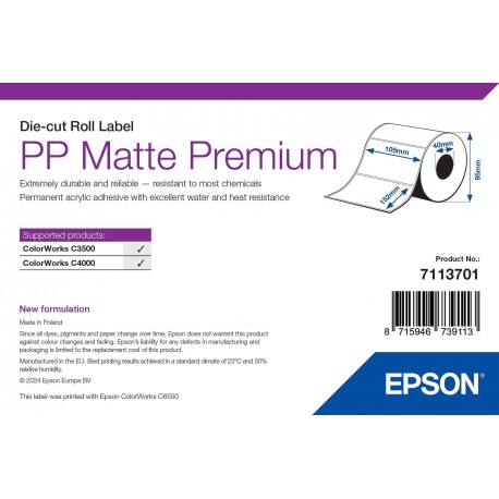Epson 7113701 etiqueta de impresora Blanco Etiqueta para impresora autoadhesiva