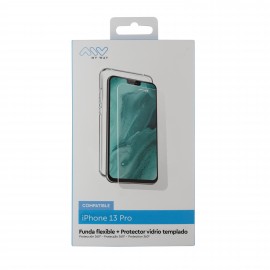 MYWAY - Carcasa myway para apple iphone 13 pro transparente + protector pantalla cristal templado - MWPAK0030
