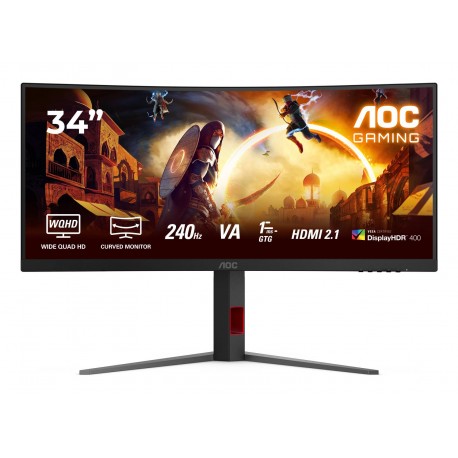 AOC - AOC G4 CU34G4Z pantalla para PC 86,4 cm (34'') 3440 x 1440 Pixeles Wide Quad HD LED Negro, Rojo - CU34G4Z