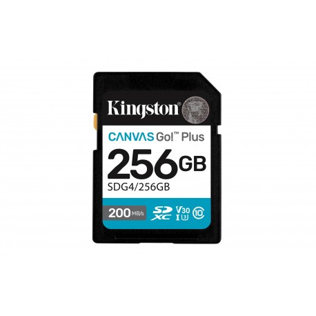 Kingston Technology 256GB SDXC Canvas Go Plus Gen4 200MB/s C10 UHS-I U3 V30 - SDG4/256GB
