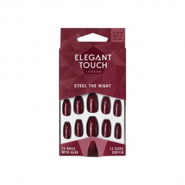 Elegant Touch STEEL THE NIGHT Uñas de las manos Burdeos Monocromo 24 pieza(s) Blister