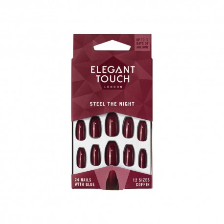 Elegant Touch STEEL THE NIGHT Uñas de las manos Burdeos Monocromo 24 pieza(s) Blister