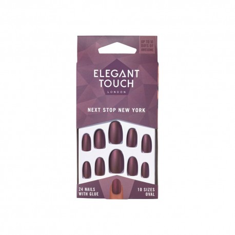 Elegant Touch NEXT STOP NEW YORK Uñas de las manos Púrpura Monocromo 24 pieza(s) Blister