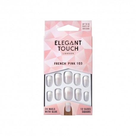 Elegant Touch FRENCH 103 Uñas de las manos Rosa, Blanco Estampado 24 pieza(s) Blister
