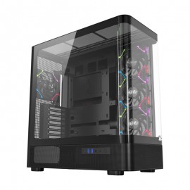 XYZ QUANTUM TORRE GAMING A-RGB , 4x VENTILADORES, PWM, BTF, CRISTAL CURVO, TIPO C , ATX, NEGRA