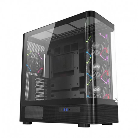 XYZ QUANTUM TORRE GAMING A-RGB , 4x VENTILADORES, PWM, BTF, CRISTAL CURVO, TIPO C , ATX, NEGRA