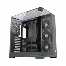 XYZ TESSERACT A-RGB, TORRE GAMING, 4x VENTILADORES, 3D ULTRA-PANORAMICO,BTF, TYPO C, ATX, NEGRA