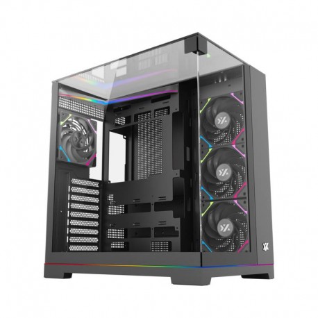 XYZ TESSERACT A-RGB, TORRE GAMING, 4x VENTILADORES, 3D ULTRA-PANORAMICO,BTF, TYPO C, ATX, NEGRA