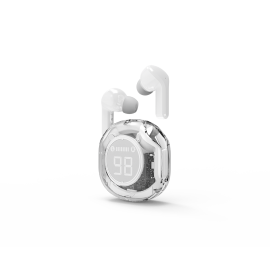 Auriculares Bluetooth TWS blancos con indicador de bateria LCD