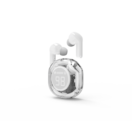 Auriculares Bluetooth TWS blancos con indicador de bateria LCD