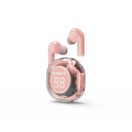 Auriculares Bluetooth TWS rosas con indicador de bateria LCD