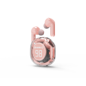 Auriculares Bluetooth TWS rosas con indicador de bateria LCD