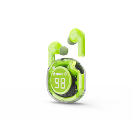 Auriculares Bluetooth TWS verdes con indicador de bateria LCD
