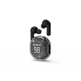 Auriculares Bluetooth TWS negros con indicador de bateria LCD