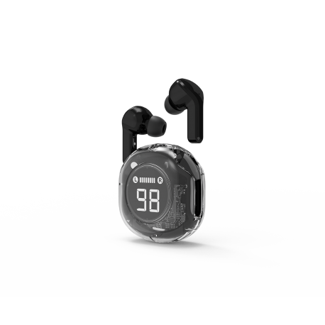 Auriculares Bluetooth TWS negros con indicador de bateria LCD