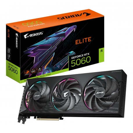 GIGABYTE AORUS GeForce RTX 5060 ELITE 8G Tarjeta Gráfica - 8GB GDDR7, 128bit