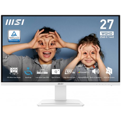 MSI Pro MP273QW E2 pantalla para PC 68,6 cm (27'') 2560 x 1440 Pixeles Wide Quad HD Blanco