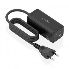 AISENS Cargador Sobremesa GaN 100W, 3x USB-C PD3.0 QC4.0 QC5.0, 1x USB-A QC3.0, Negro