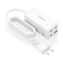 AISENS Cargador Sobremesa GaN 100W, 3x USB-C PD3.0 QC4.0 QC5.0, 1x USB-A QC3.0, Blanco