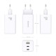 AISENS Cargador GaN 100W, 2x USB-C PD3.0 QC4.0 QC5.0, 1x USB-A QC3.0, Blanco