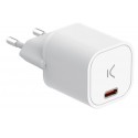 KSIX - Ksix Cargador de red mini GaN 30 W, PPS, Power Delivery, Carga rápida, Puerto USB-C, Blanco - bcd30gan01b