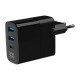 Cargador rápido USB GaN de 3 puertos y 30 W, LCD, negro