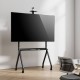 AISENS Soporte de Suelo Pro Con Rueda, 1 Bandeja Y Soporte de Camara Para Pantalla Interactiva/TV 120kg de 55''-100'', Negro