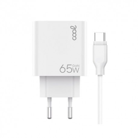 CARGADOR COOL DUAL USBC,USB 65W U.C.R. CABLE WHI.