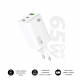 CARGADOR PARED/VIAJE 2xUSB-C +USB-A GaN 65W PD BLANCO SUBBLIM